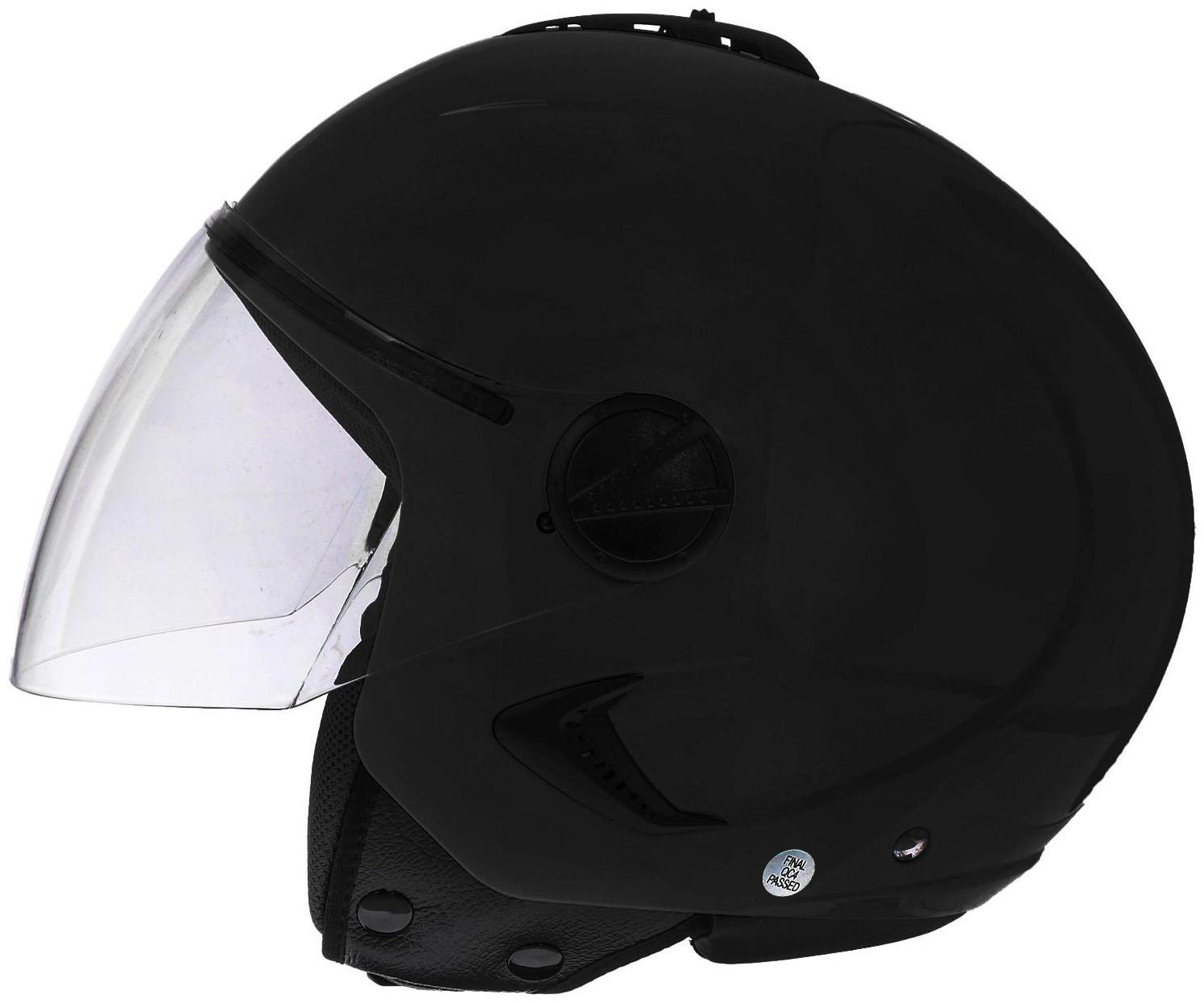 Шлем открытый с визором, черный, глянцевый, размер XL, OF635