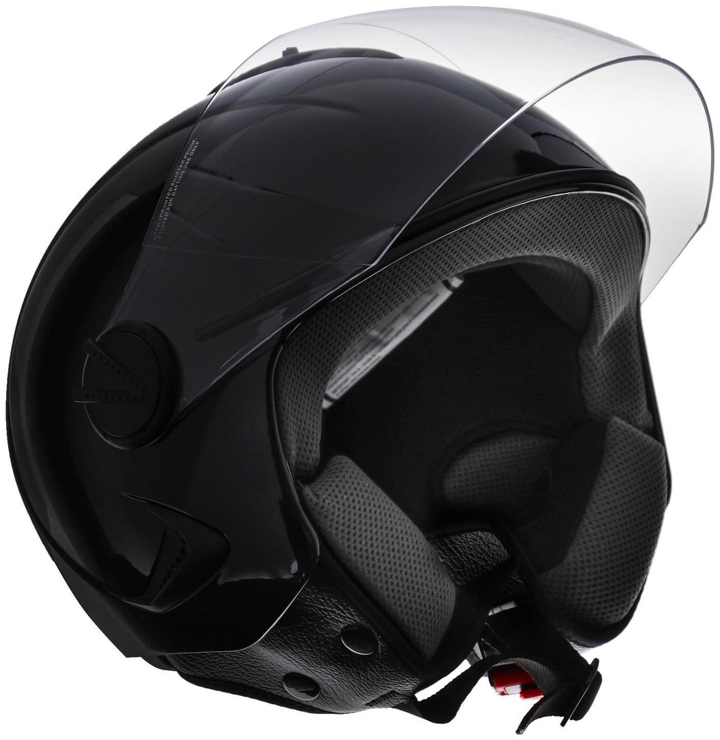 Шлем открытый с визором, черный, глянцевый, размер XL, OF635