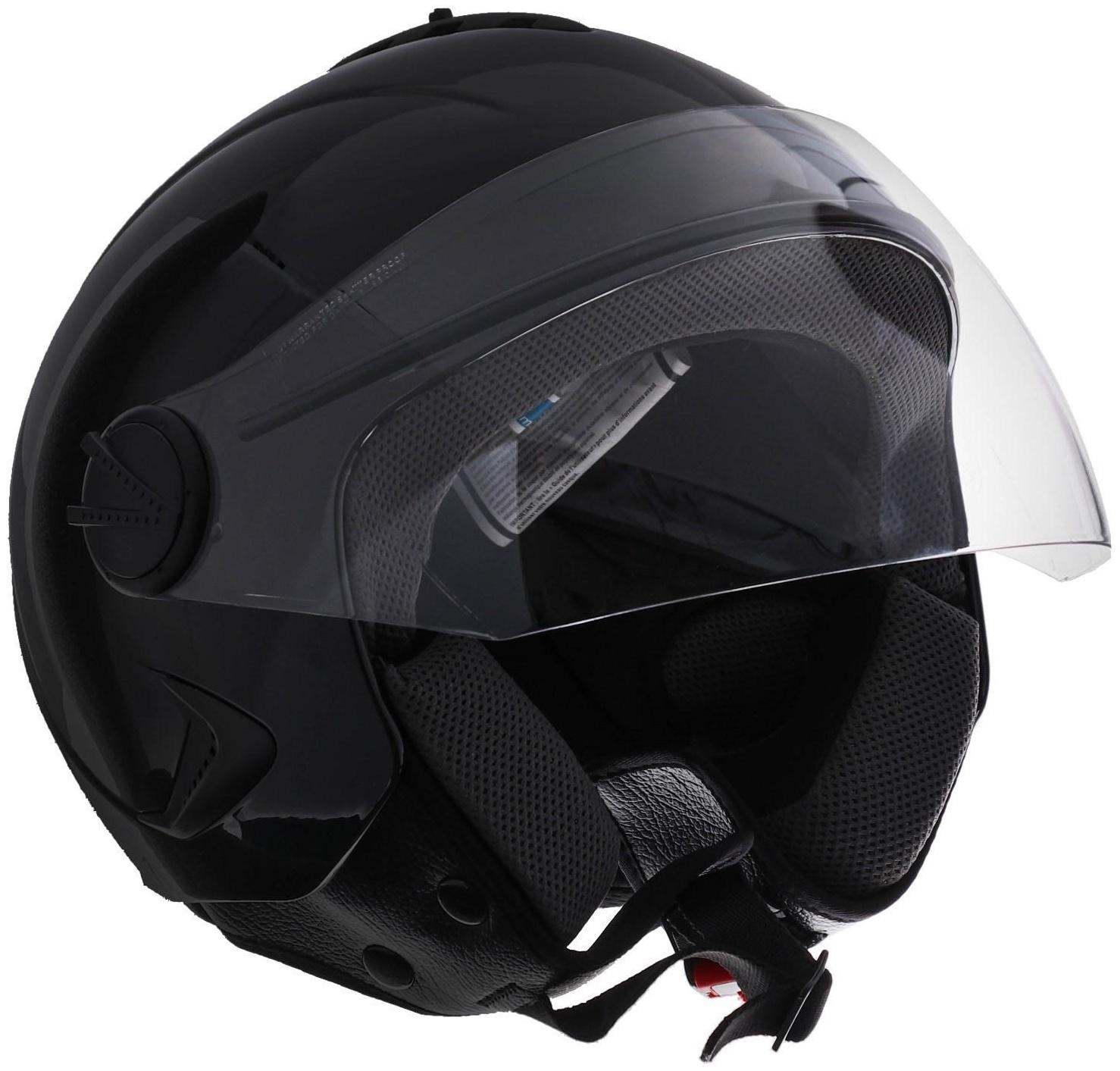 Шлем открытый с визором, черный, глянцевый, размер XL, OF635