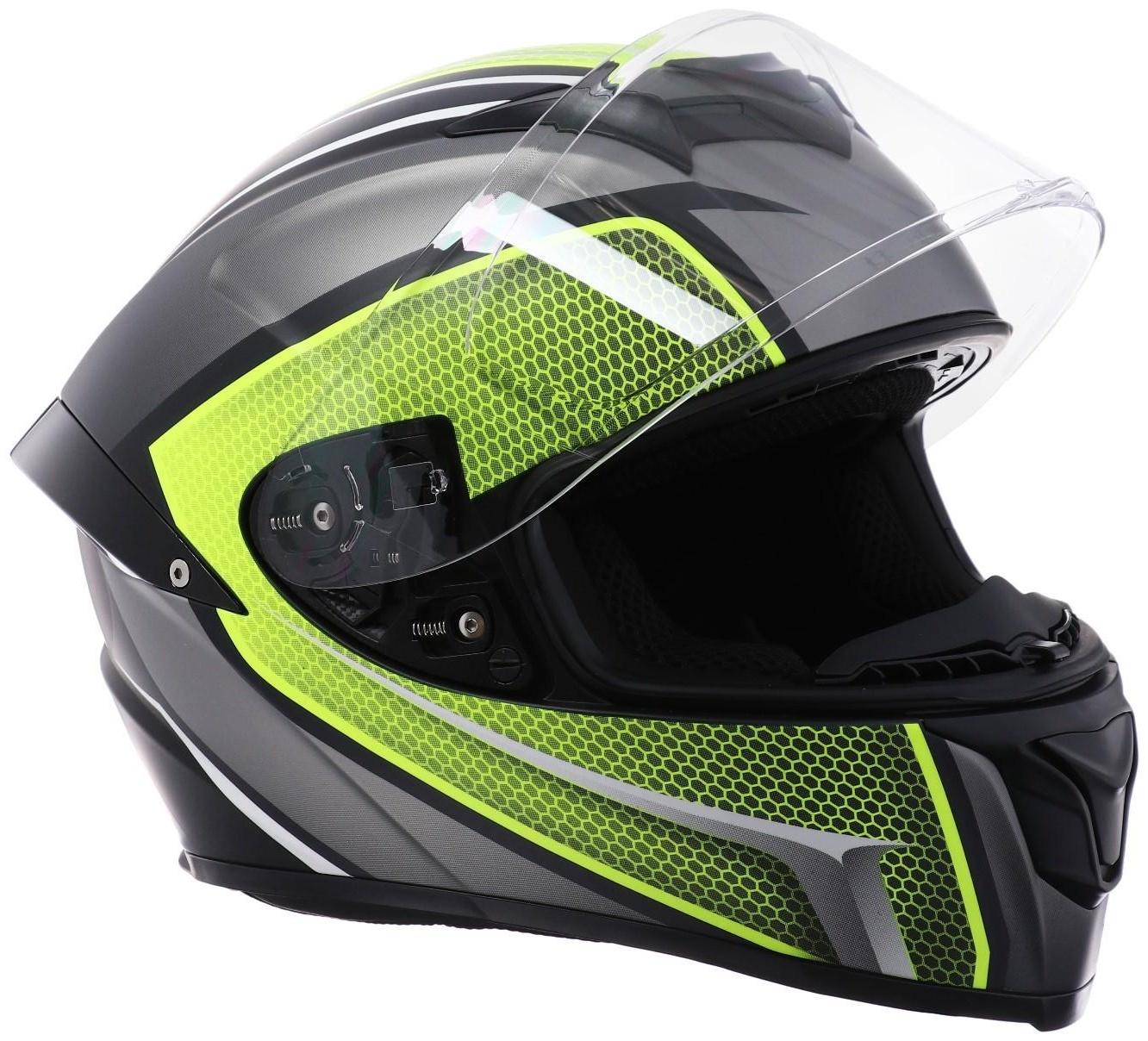 Шлем интеграл, графика, салатовый, размер M, FF867