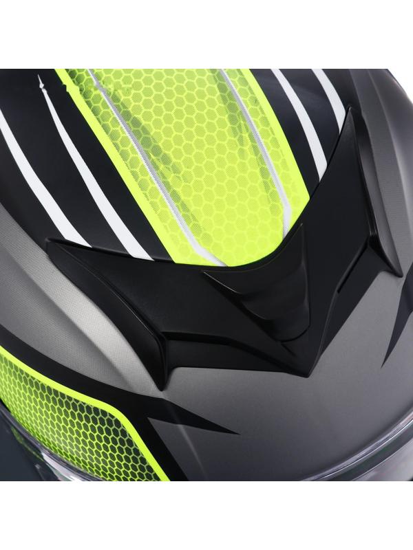 Шлем интеграл, графика, салатовый, размер M, FF867