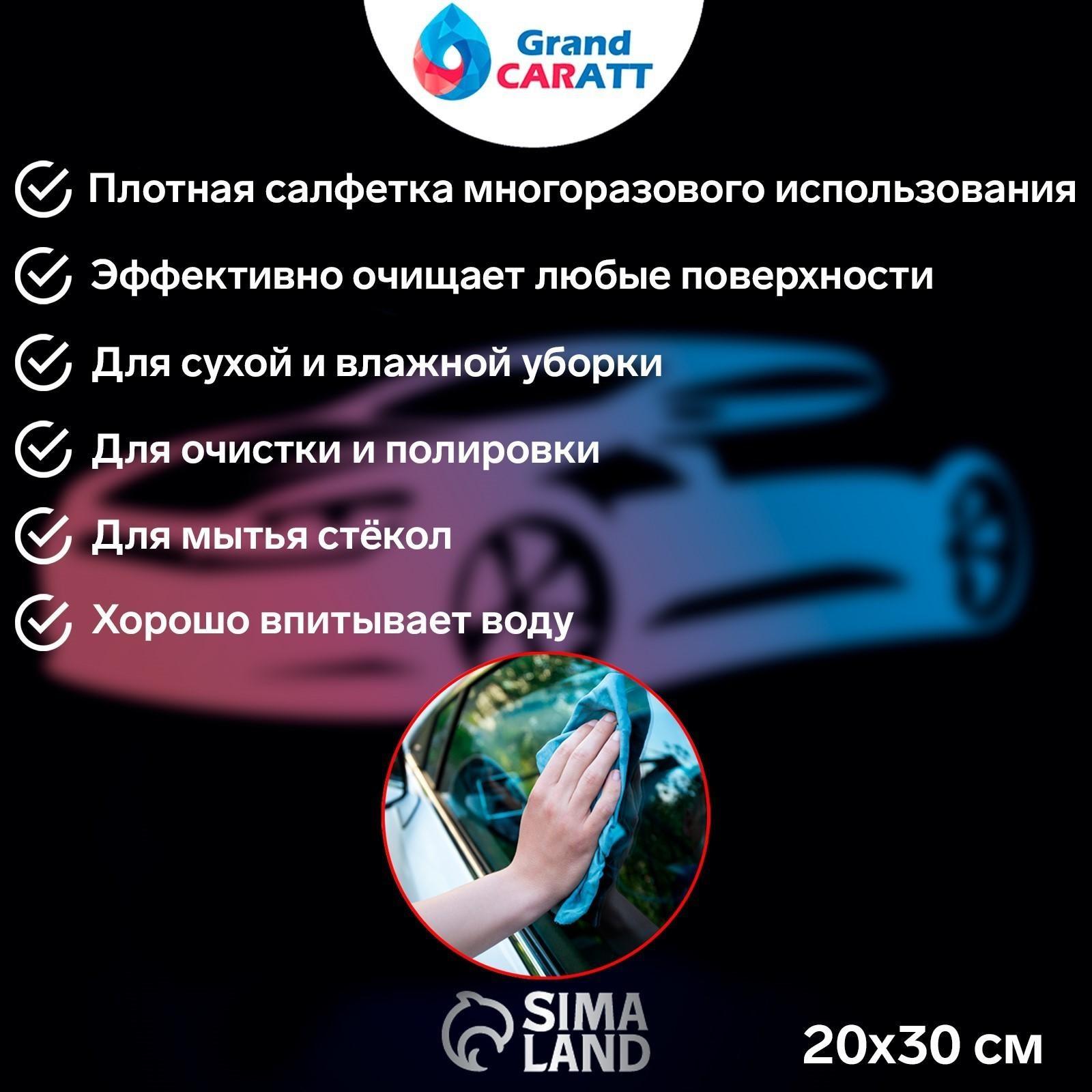 Микрофибра Grand Caratt для полировки, плюшевая, 20×30 см, синяя