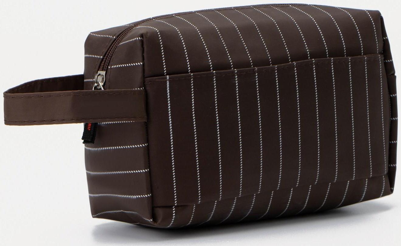 Косметичка на молнии, наружный карман, цвет коричневый