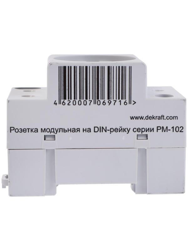 Розетка модульная SE DEKraft, 16 А, 250 В, на DIN-рейку, с з/к, IP20, белая, РМ-102