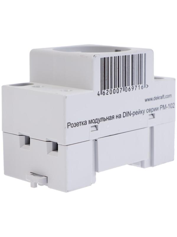 Розетка модульная SE DEKraft, 16 А, 250 В, на DIN-рейку, с з/к, IP20, белая, РМ-102