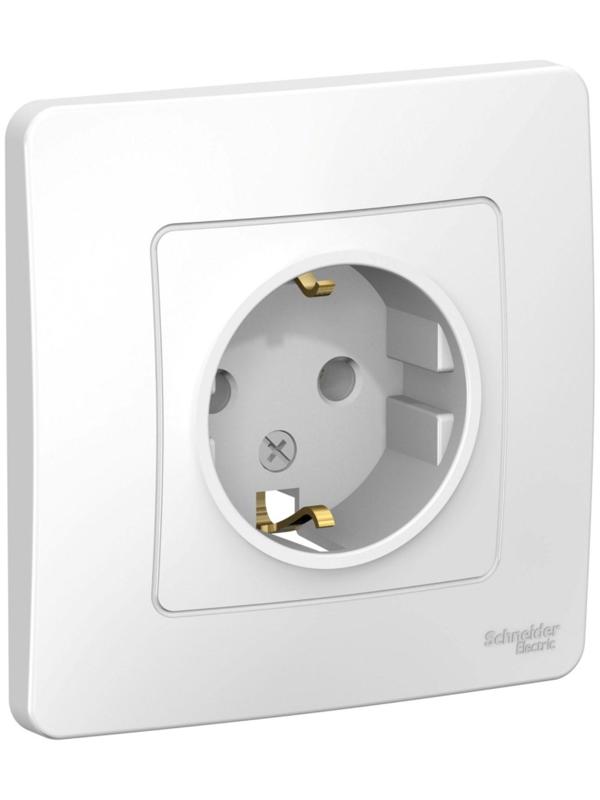 Розетка SE Blanca, 16 А, 250 В, встраиваемая, с з/к, IP20, белая, BLNRS001011
