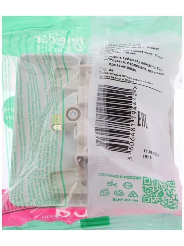 Розетка SE Blanca, 16 А, 250 В, встраиваемая, с з/к, IP20, белая, BLNRS001011