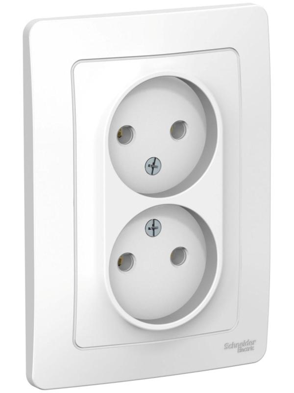 Розетка двойная SE Blanca, 16 А, 250 В, встраиваемая, без з/к, IP20, белая, BLNRS000021