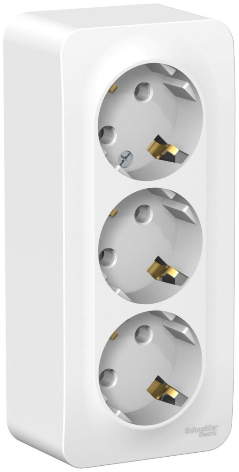 Розетка тройная SE Blanca, 16 А, 250 В, накладная, с з/к, IP20, белая, BLNRA010311