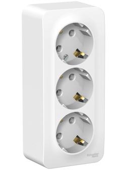 Розетка тройная SE Blanca, 16 А, 250 В, накладная, с з/к, IP20, белая, BLNRA010311
