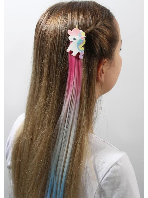 Цветная прядь для волос на заколке 