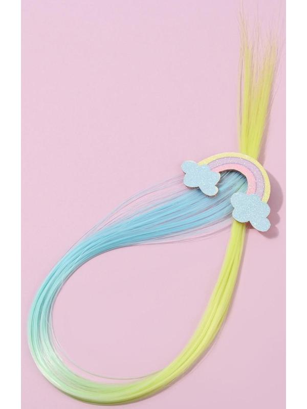 Цветная прядь для волос на заколке 