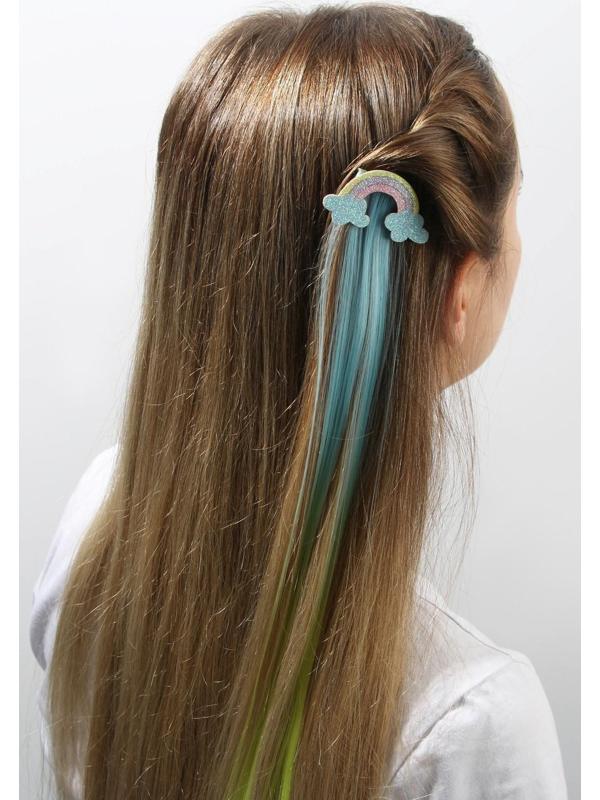 Цветная прядь для волос на заколке 