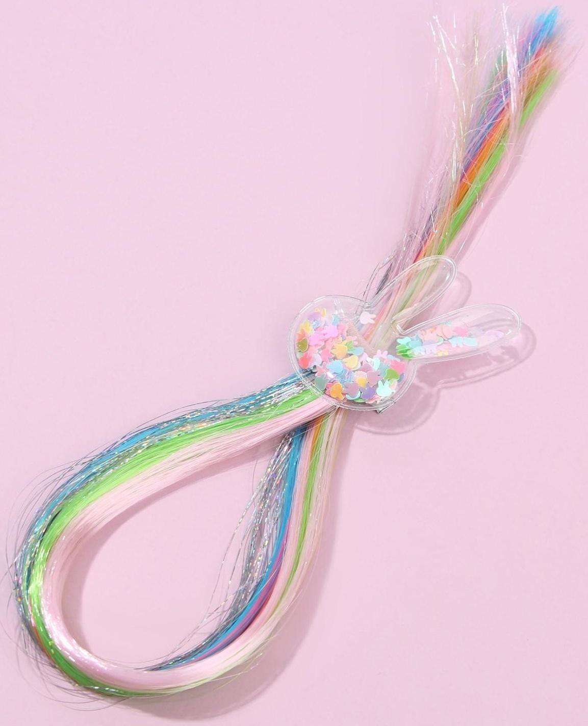 Цветная прядь для волос на заколке 