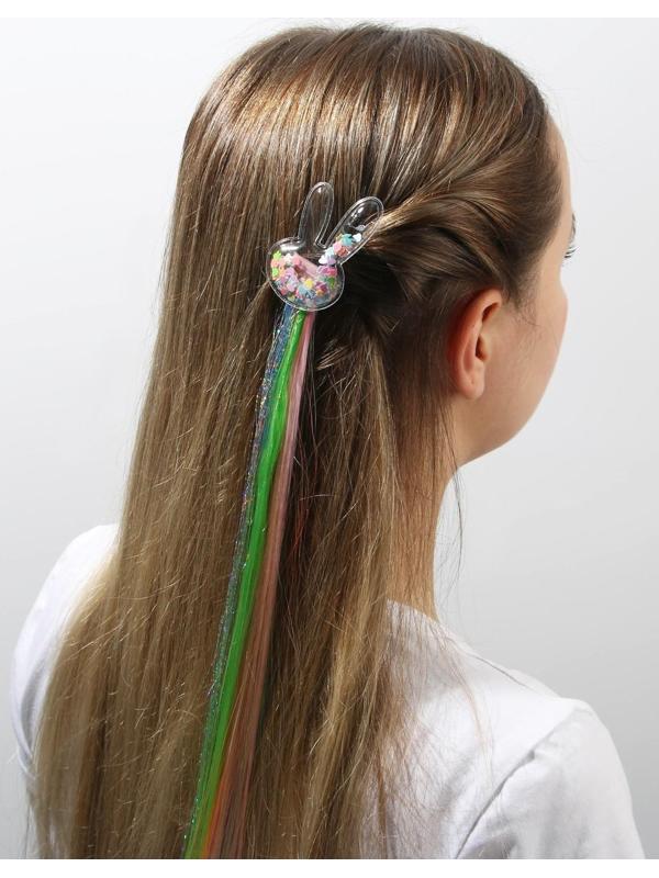 Цветная прядь для волос на заколке 