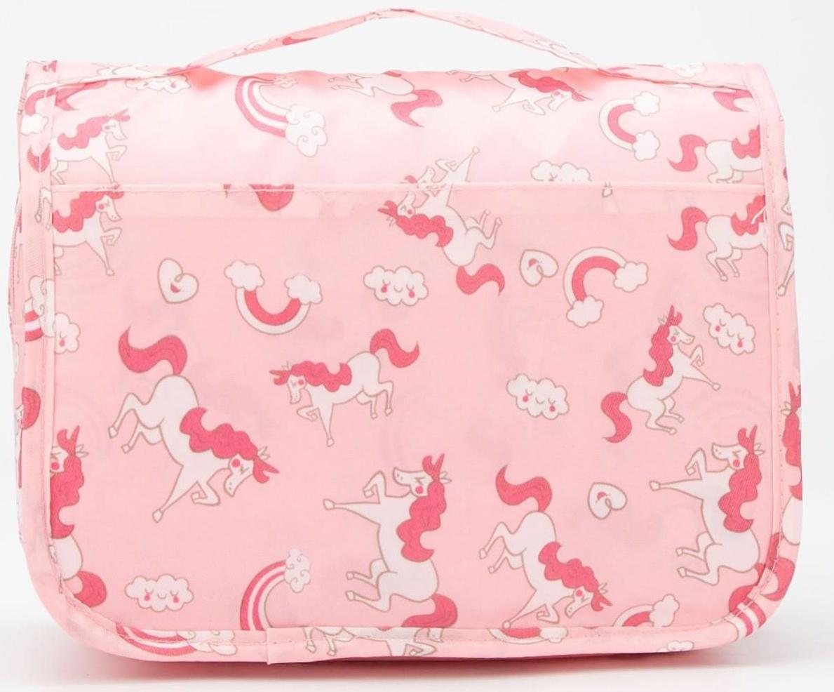 Косметичка-несессер на липучках, с крючком, цвет розовый