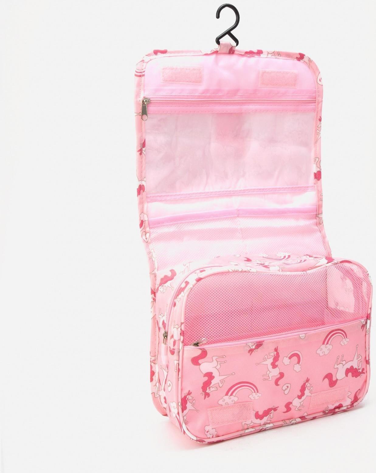 Косметичка-несессер на липучках, с крючком, цвет розовый