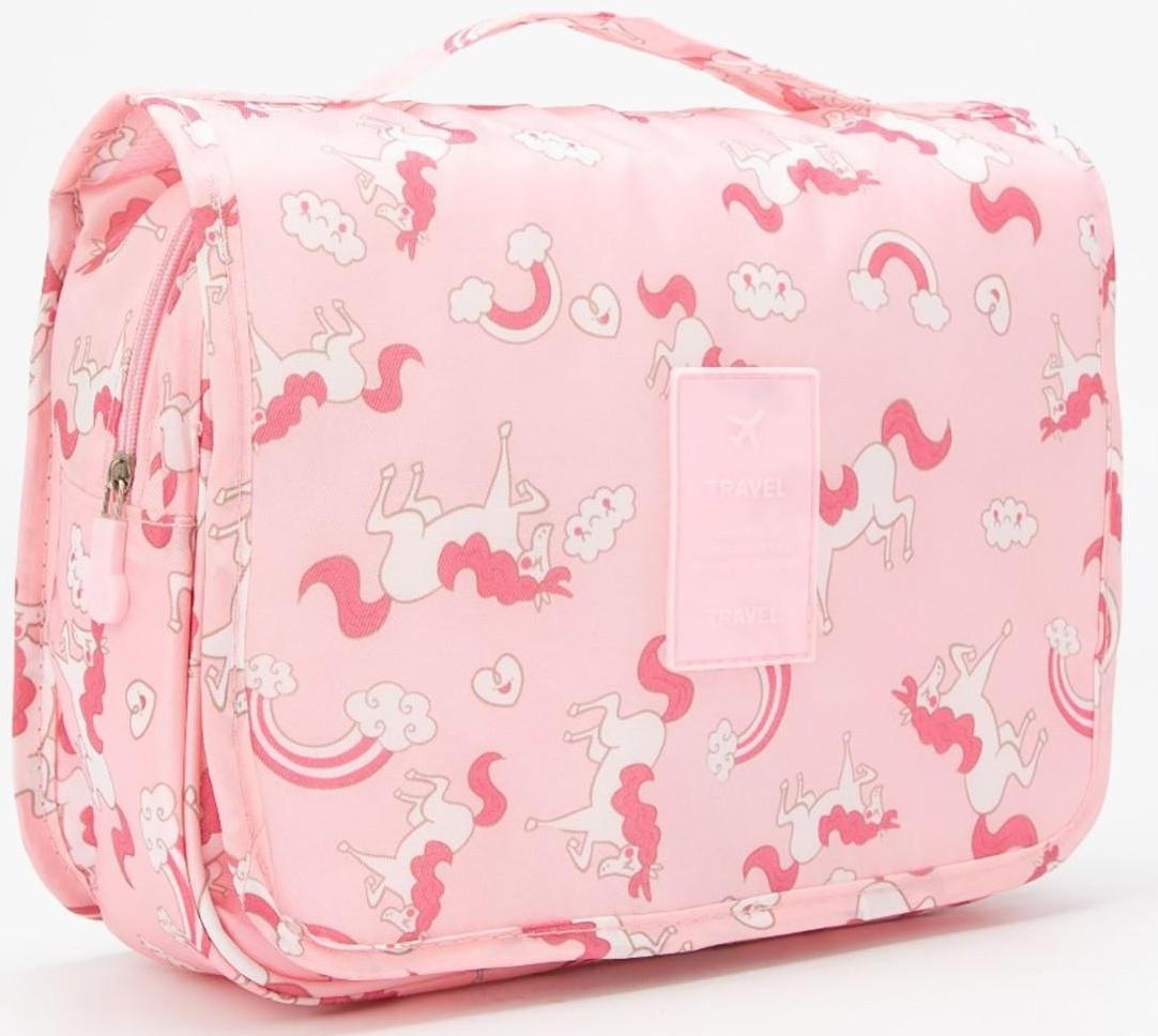 Косметичка-несессер на липучках, с крючком, цвет розовый