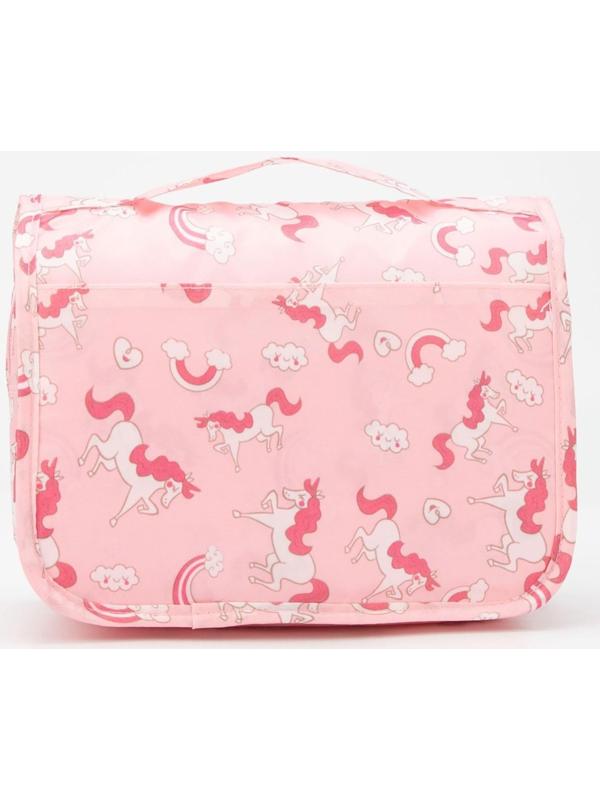 Косметичка-несессер на липучках, с крючком, цвет розовый