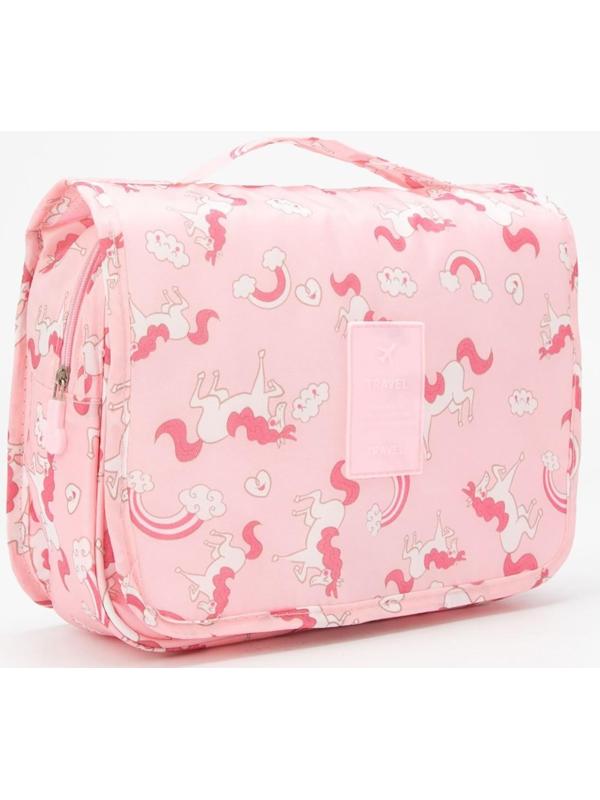 Косметичка-несессер на липучках, с крючком, цвет розовый