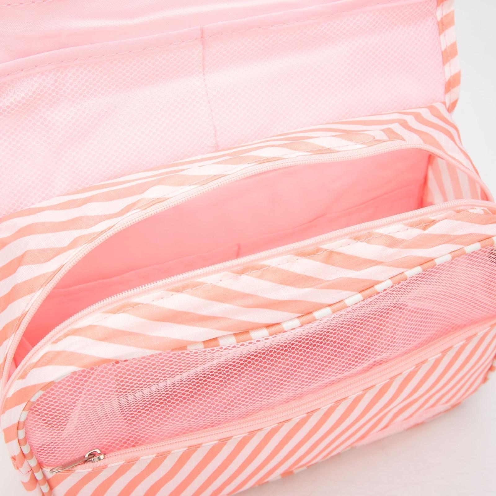 Косметичка-несессер на липучках, с крючком, цвет розовый