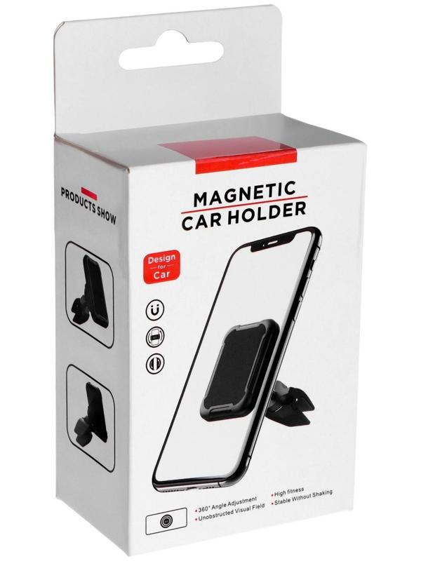 Держатель телефона магнитный в дефлектор, вращение 360°, черный