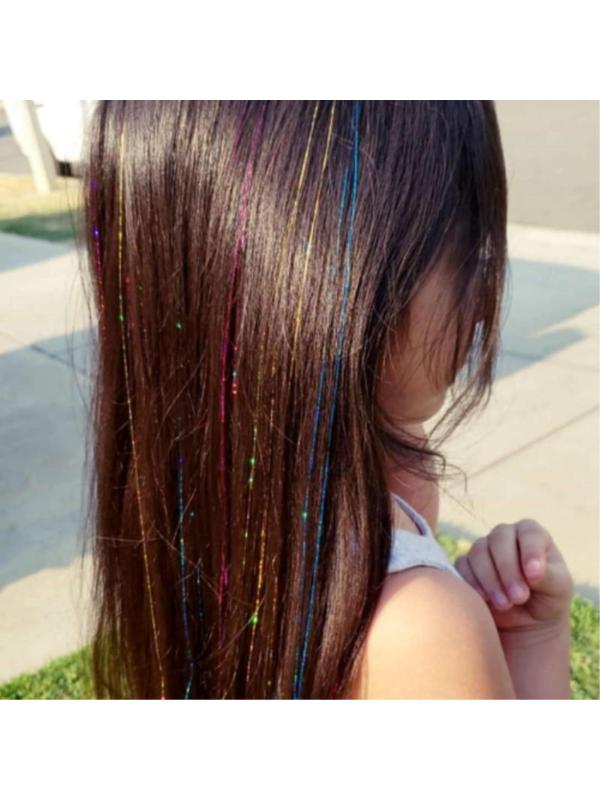 Прядь для волос блестящая розовая 