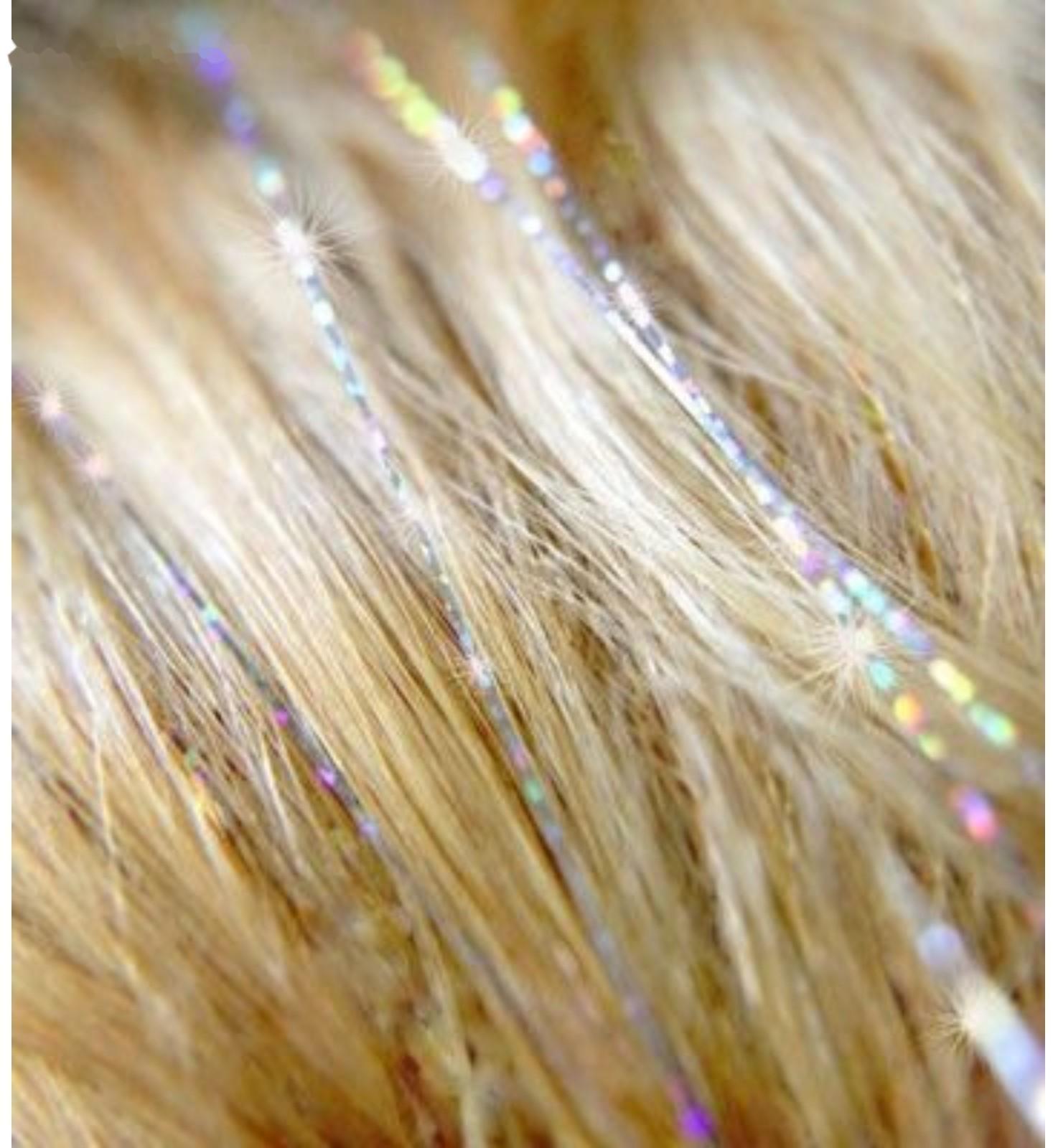 Прядь для волос блестящая бело-розовая 