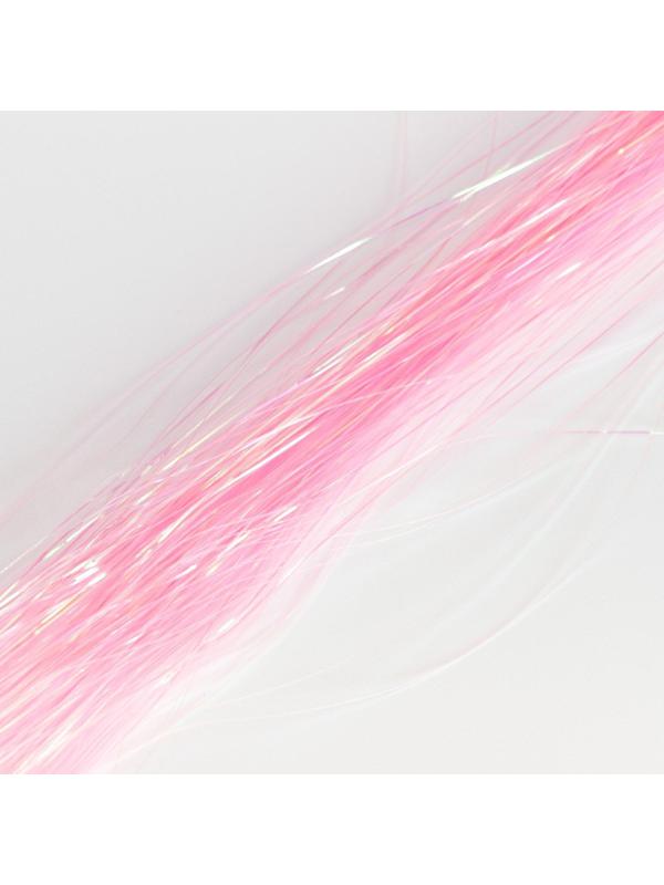 Прядь для волос блестящая бело-розовая 