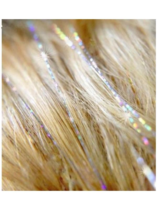 Прядь для волос блестящая бело-розовая 