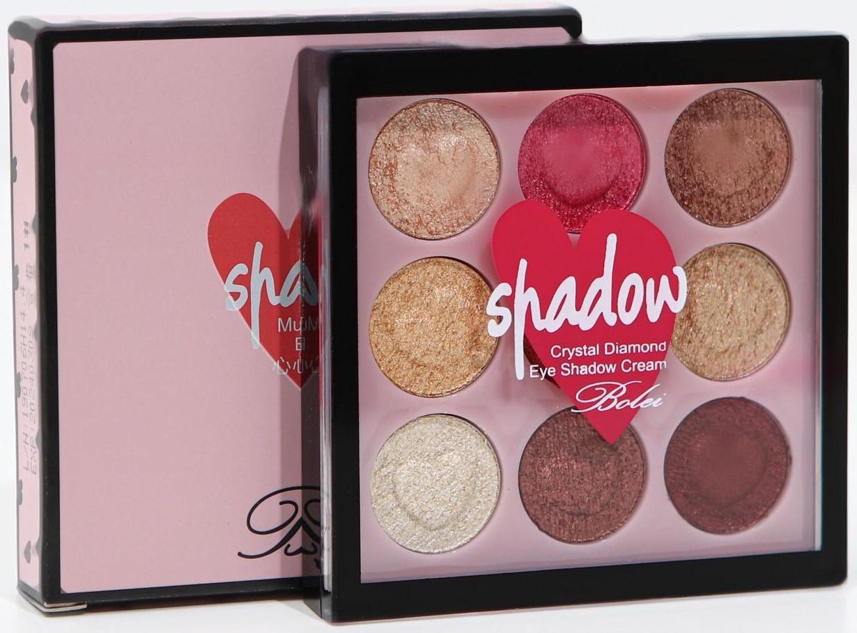 Палетка теней для век в форме сердца, 9 цветов, №1