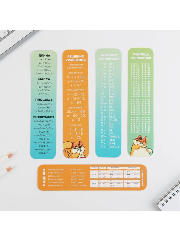 Набор картонных закладок 5 шт «Рыжий кот»