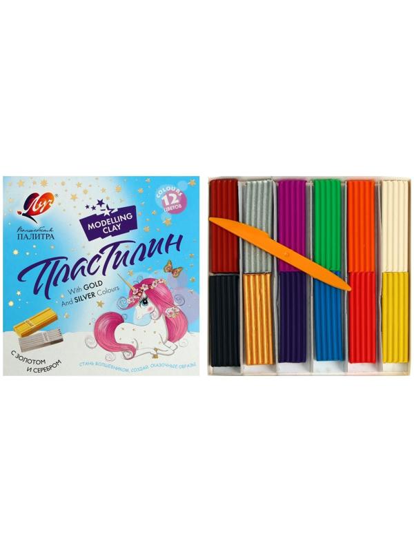 Пластилин 12 цветов, 230 г 