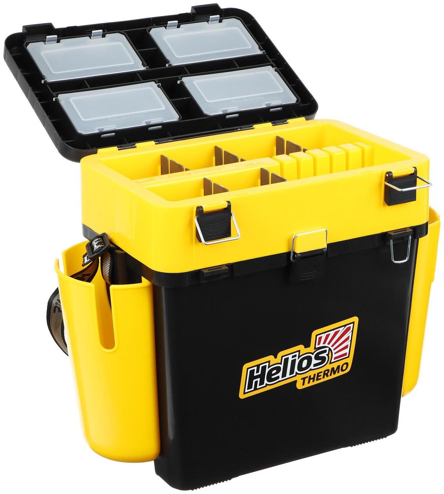 Ящик Helios FishBox Thermo с термоконтейнером (19л/8,5л), цвет чёрный-жёлтый (T-FB-T-19-8-BY)