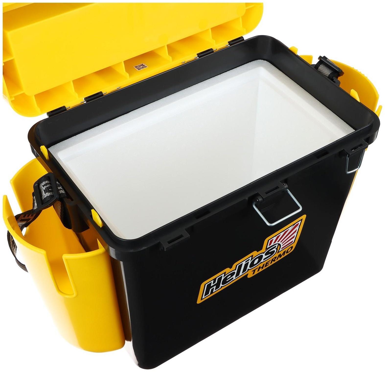 Ящик Helios FishBox Thermo с термоконтейнером (19л/8,5л), цвет чёрный-жёлтый (T-FB-T-19-8-BY)