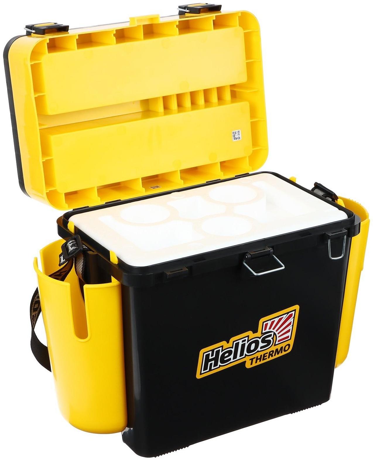 Ящик Helios FishBox Thermo с термоконтейнером (19л/8,5л), цвет чёрный-жёлтый (T-FB-T-19-8-BY)