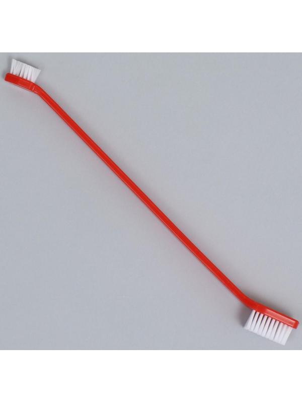 Зубная щётка двухсторонняя, набор 2 шт, красная и зелёная