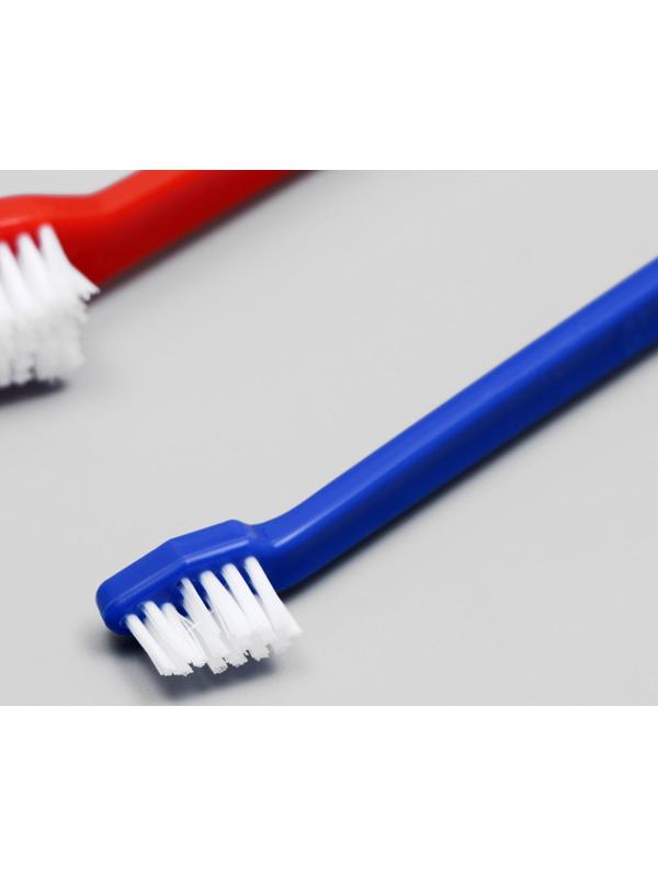 Зубная щётка двухсторонняя, набор 2 шт, красная и синяя