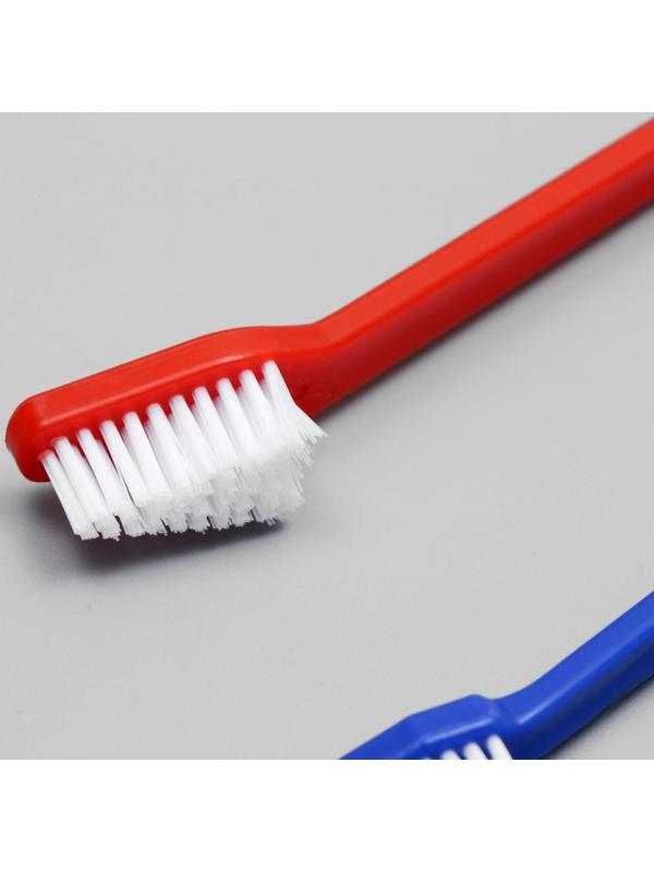 Зубная щётка двухсторонняя, набор 2 шт, красная и синяя