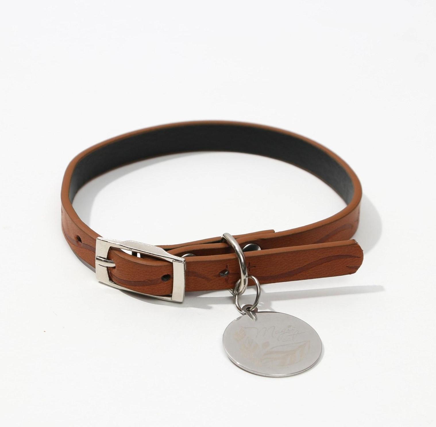 Ошейник с подвесом MAGIC CAT 31x1 см, коричневый