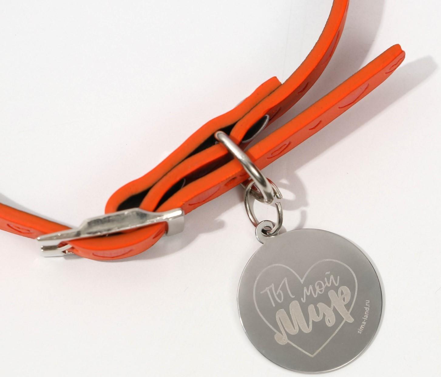 Ошейник с подвесом «Ты - мой МУР» 31x1 см, оранжевый