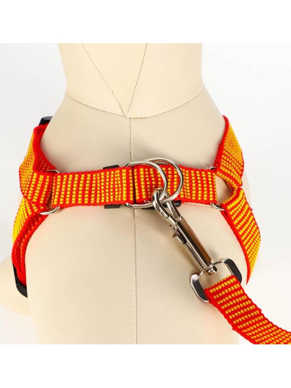 Комплект амуниции рельефный, 2 см, шлейка 44-50 см, поводок 120 см,красно-жёлтый