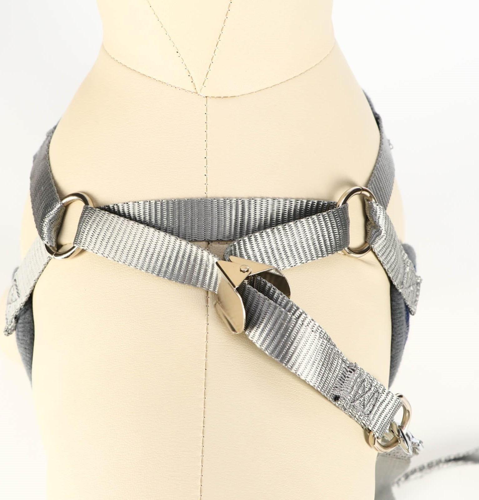 Комплект амуниции с мягкой шлейкой,L (ОШ 30-50, ОГ 36-56 см; 120х1,5 см) серый