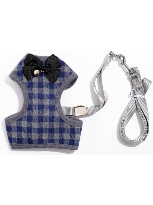 Комплект амуниции с мягкой шлейкой, S, (ОШ 20-40, ОГ 30-44 см; 120х1 см) серый