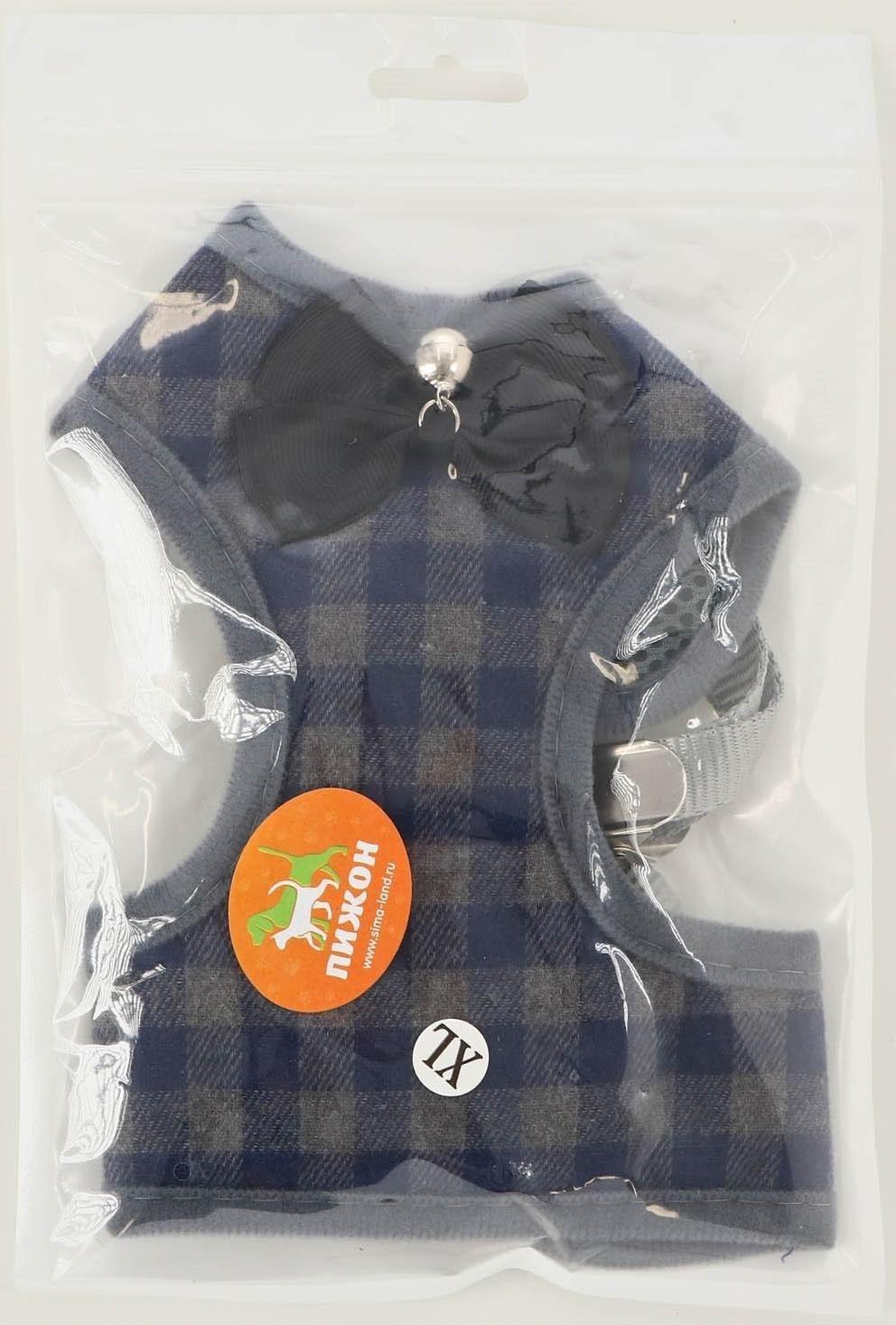 Комплект амуниции с мягкой шлейкой, XL (ОШ 38-52, ОГ 42-60 см;120 х 1,5 см) серый