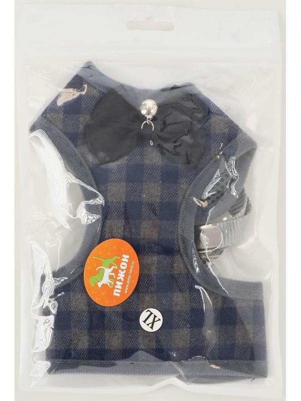 Комплект амуниции с мягкой шлейкой, XL (ОШ 38-52, ОГ 42-60 см;120 х 1,5 см) серый