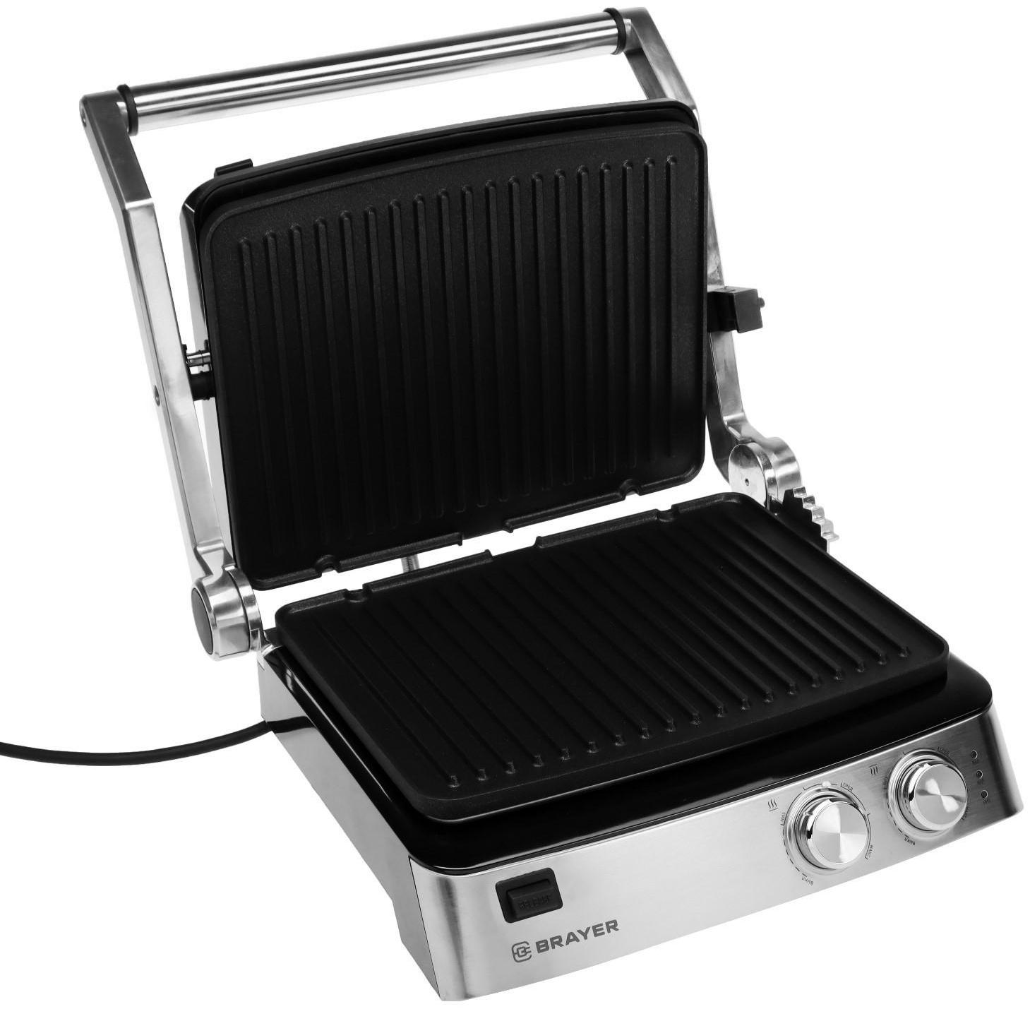 Электрогриль BRAYER BR2007, 2000 Вт, антипригарное покрытие, 29*23 см