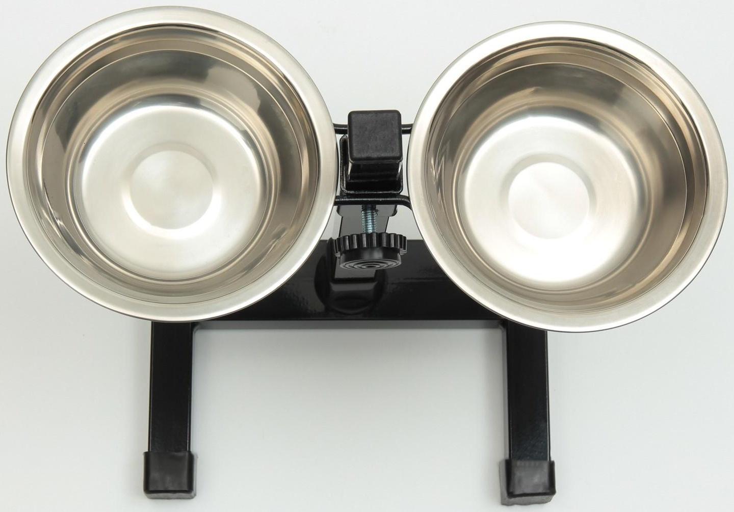 Подставка с мисками, 2 х 250 мл, высота 25 см, разборная, чёрная