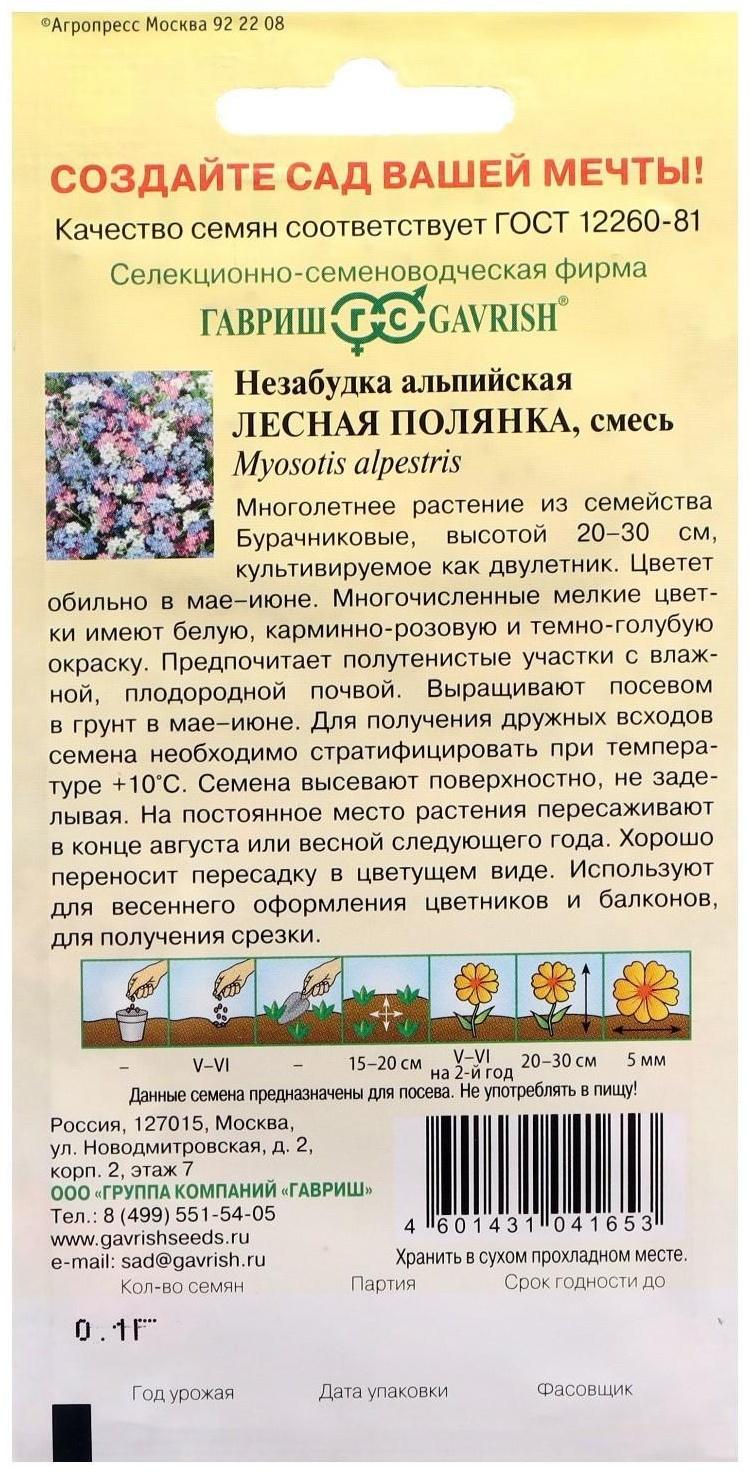 Семена цветов Незабудка 