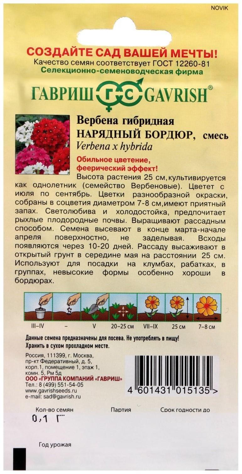 Семена цветов Вербена гибридная 